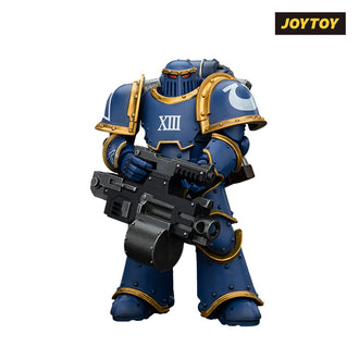 JoyToy Warhammer The Horus Heresy Action Figure - Ultramarines, Legion MkIII Tactical Support Squad, Legionary with Heavy Bolter (1/18 Scale)