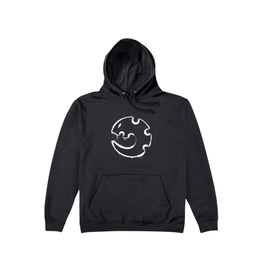 Deep Black Printed Hoody Front
