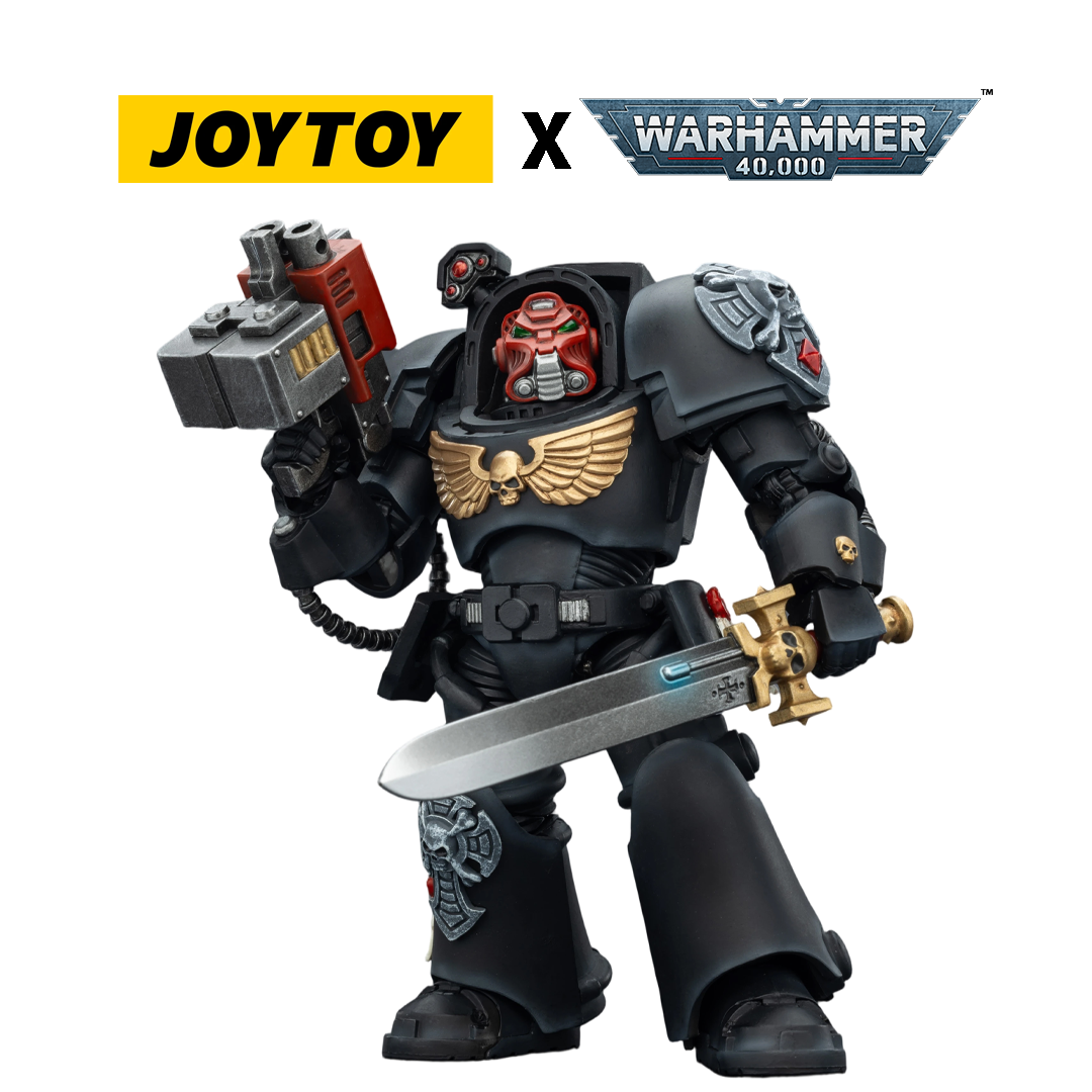 JoyToy Warhammer 40,000 Action Figure - Black Templars, Terminator 1 with Power Sword and Storm Bolter (1/18 Scale) Preorder