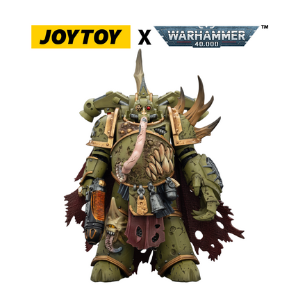 JOYTOY Warhammer 40,000 Action Figure - Death Guard, Plague Marine Champion with Plasma Pistol and Power Fist (1/18 Scale)