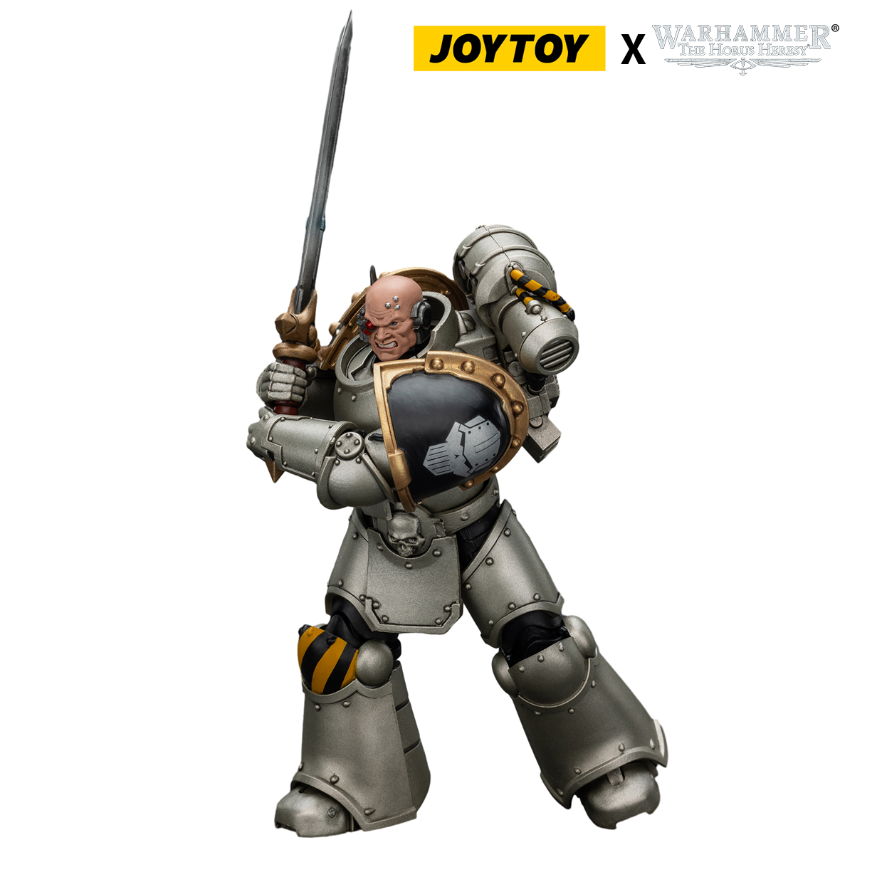 JoyToy Warhammer The Horus Heresy Action Figure - Iron Warriors, Command Squad Chosen with Legion Standard (1/18 Scale) Preorder
