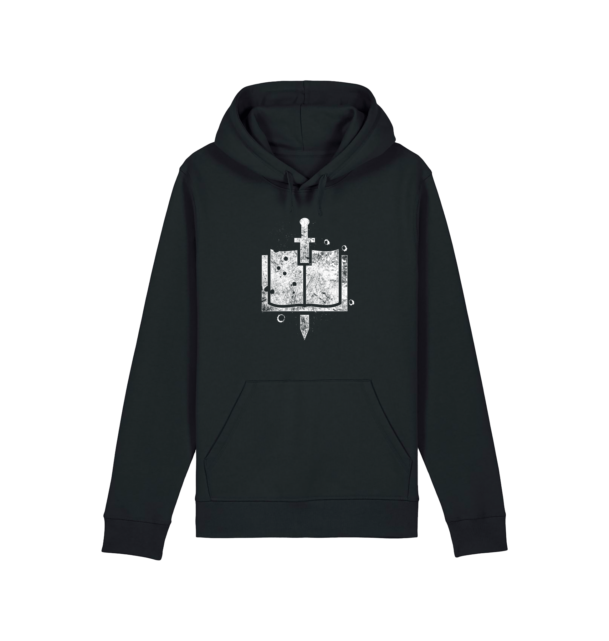 Black Printed Hoody Front