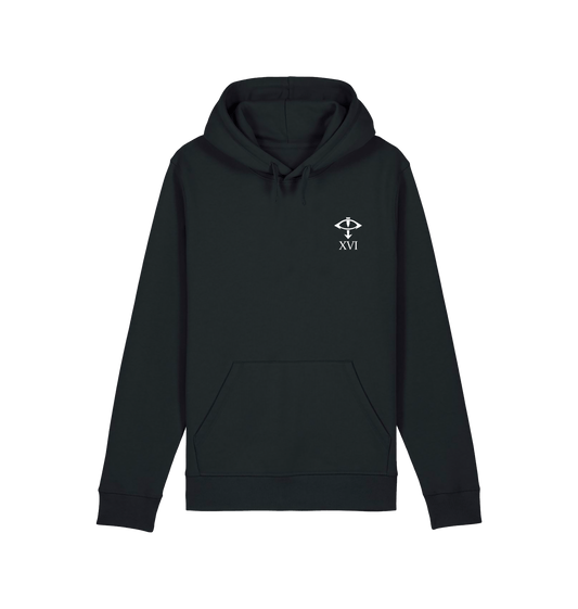 Black Printed Hoody Front