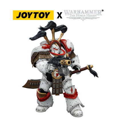 JOYTOY Warhammer The Horus Heresy Action Figure - White Scars, Legion Praetor in Cataphractii Terminator Armour with Cyber Hawk, Chogorian Sword and Combi-melta (1/18 Scale) Preorder