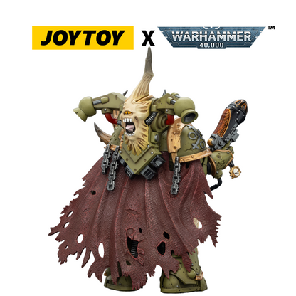 JOYTOY Warhammer 40,000 Action Figure - Death Guard, Plague Marine Champion with Plasma Pistol and Power Fist (1/18 Scale)