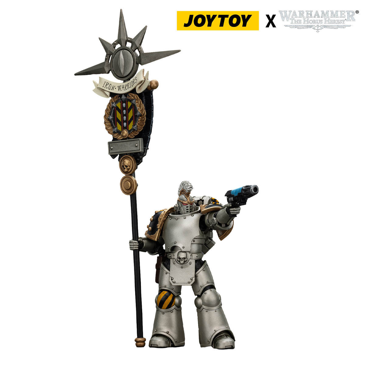 JoyToy Warhammer The Horus Heresy Action Figure - Iron Warriors, Command Squad Chosen with Legion Standard (1/18 Scale) Preorder