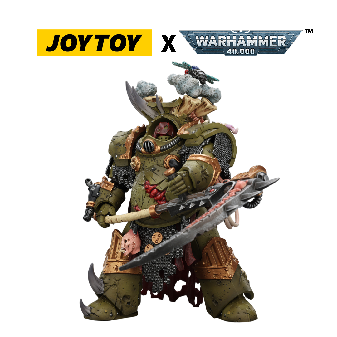 JoyToy Warhammer 40,000 Action Figure - Death Guard, Deathshroud Terminator 1, with Manreaper and Plaguespurter Gauntlet  (1/18 Scale) Preorder