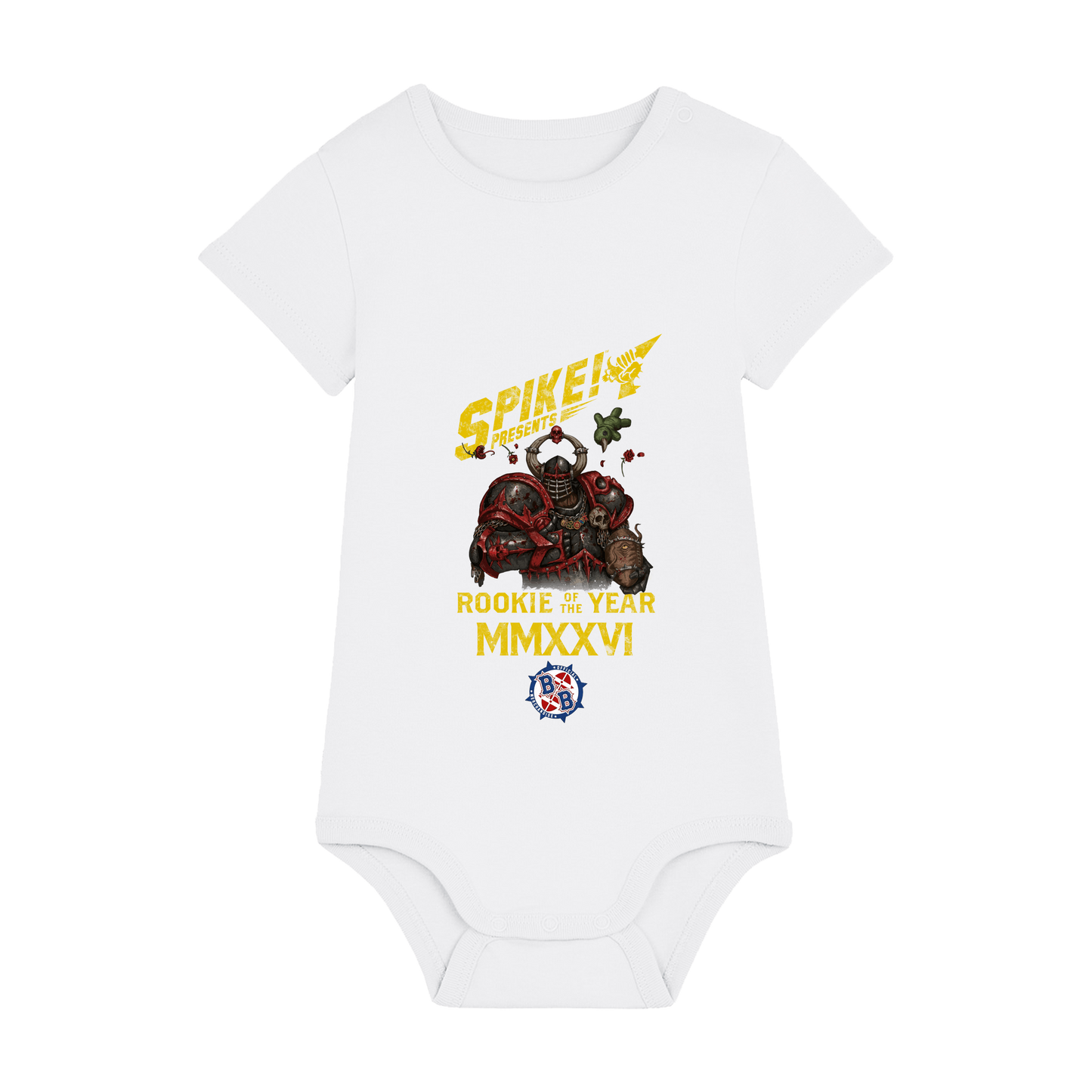 White Printed baby grow Front