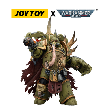 JOYTOY Warhammer 40,000 Action Figure - Death Guard, Plague Marine Champion with Plasma Pistol and Power Fist (1/18 Scale)