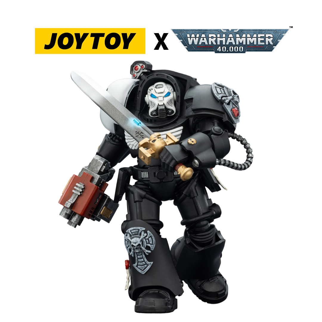 JoyToy Warhammer 40,000 Action Figure - Raven Guard, Terminator 1 with Power Sword and Storm Bolter (1/18 Scale) Preorder