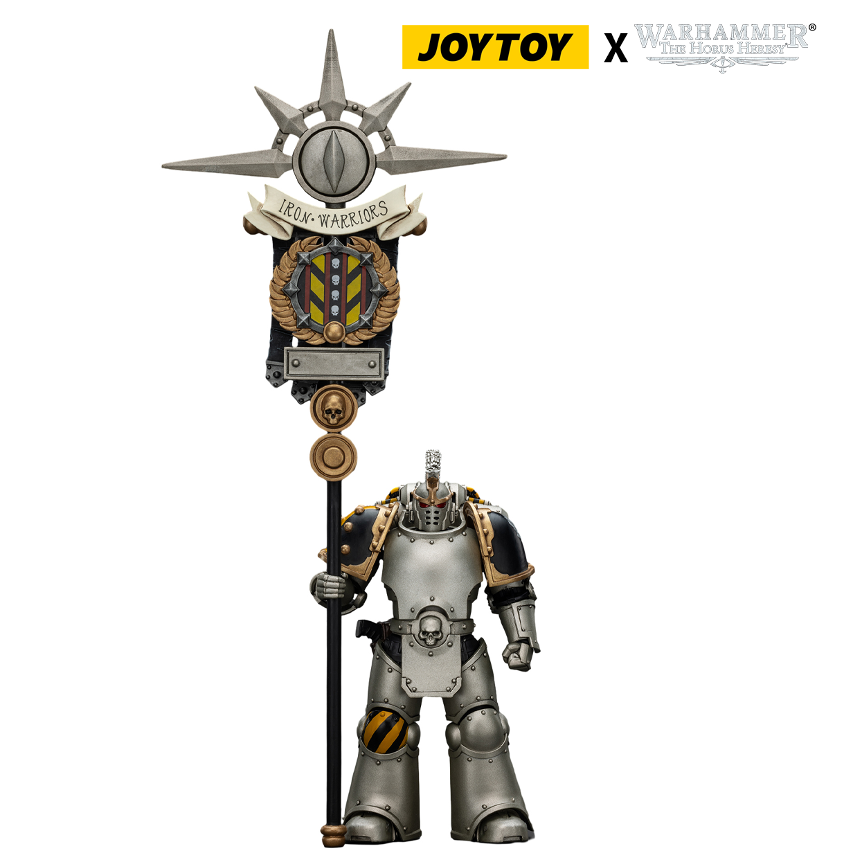 JoyToy Warhammer The Horus Heresy Action Figure - Iron Warriors, Command Squad Chosen with Legion Standard (1/18 Scale) Preorder