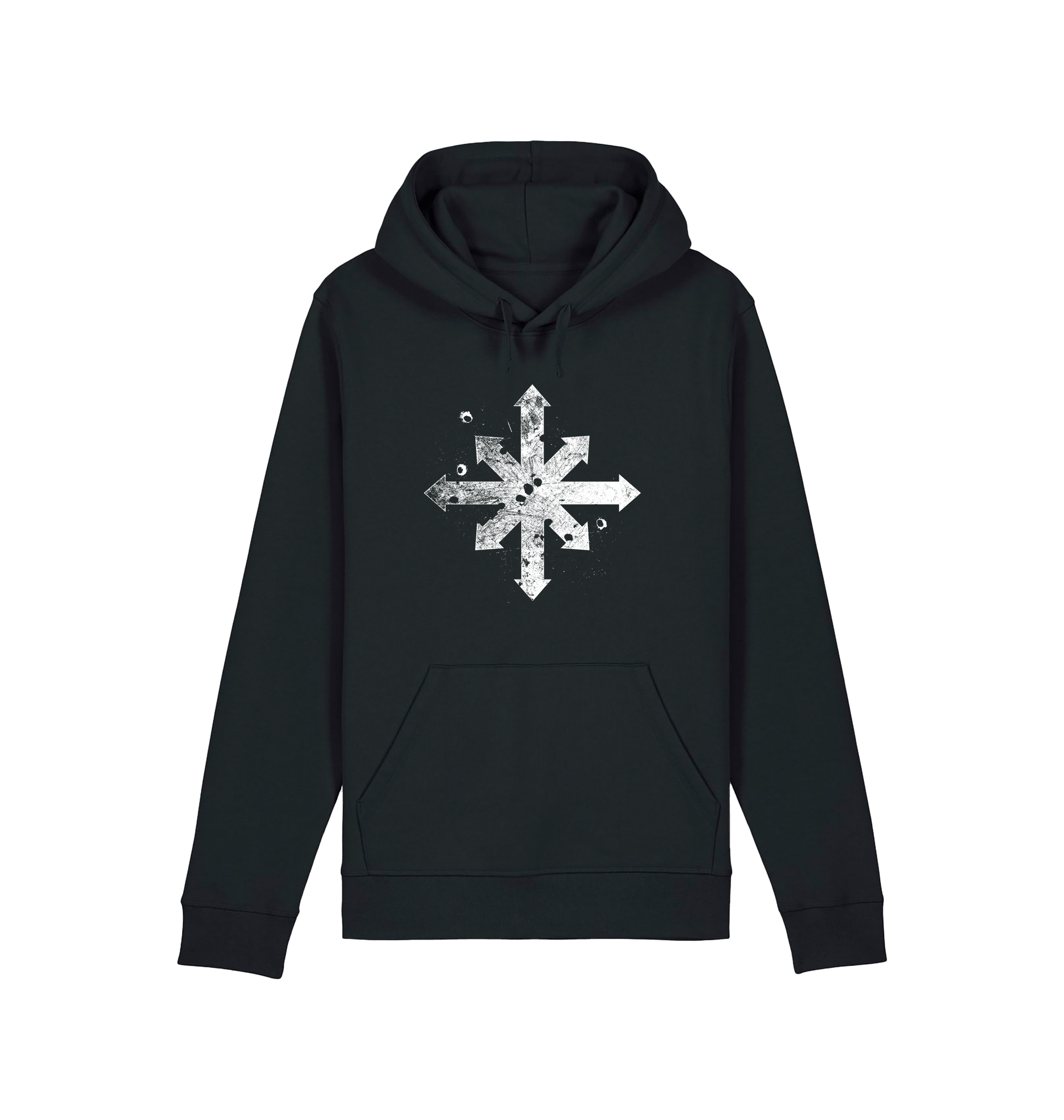 Black Printed Hoody Front