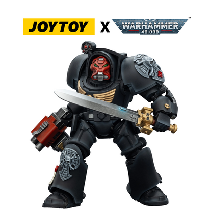 JoyToy Warhammer 40,000 Action Figure - Black Templars, Terminator 1 with Power Sword and Storm Bolter (1/18 Scale) Preorder