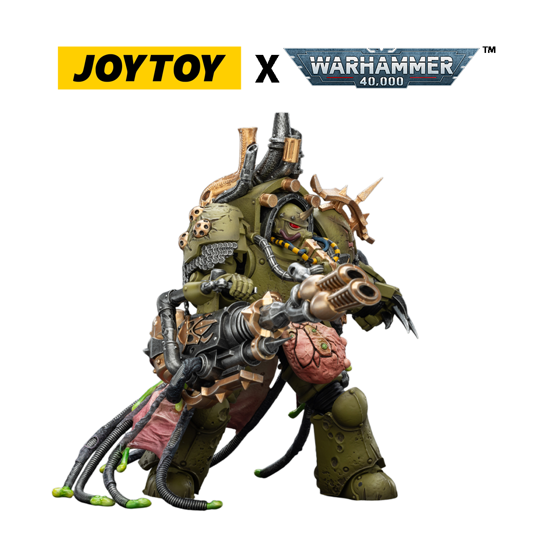 JoyToy Warhammer 40,000 Action Figure - Death Guard, Lord of Virulence with Power Fist and Twin Plague Spewer (1/18 Scale) Preorder