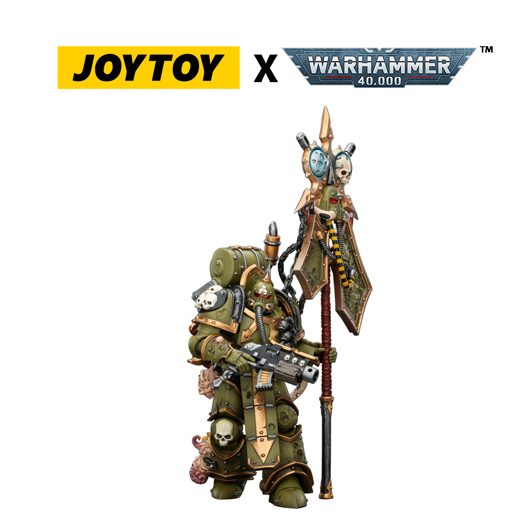 JoyToy Warhammer 40,000 Action Figure - Death Guard, Plague Marine Icon bearer with Boltgun and Plague Knife (1/18 Scale) Preorder