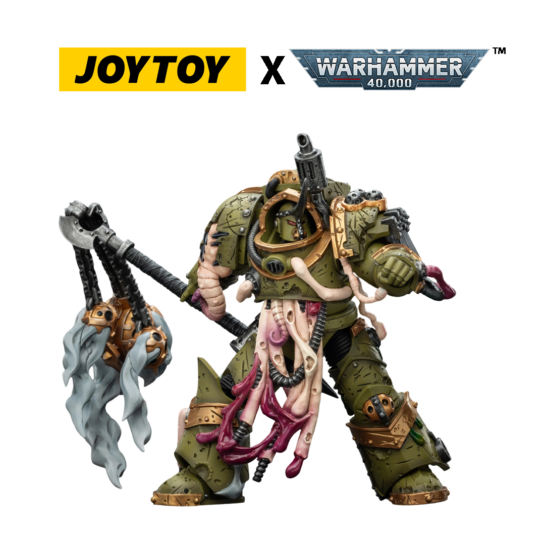 JoyToy Warhammer 40,000 Action Figure - Death Guard, Blightlord Terminator 2 with Flail of Corruption (1/18 Scale) Preorder