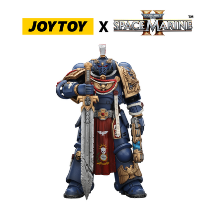 JoyToy Warhammer 40,000 Space Marine 2 Action Figure - Ultramarines, Relic Primus Armour, with Plasma Pistol and Combat Blade (1/18 Scale) Preorder