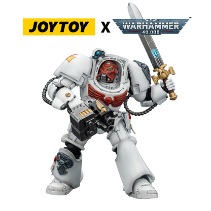 JoyToy Warhammer 40,000 Action Figure - White Scars, Terminator 1 with Power Sword and Storm Bolter (1/18 Scale) Preorder