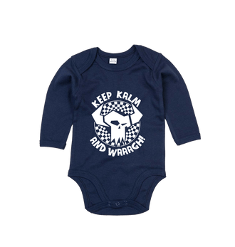 Organic Nautical Navy Keep Kalm Long Sleeved Baby Bodysuit