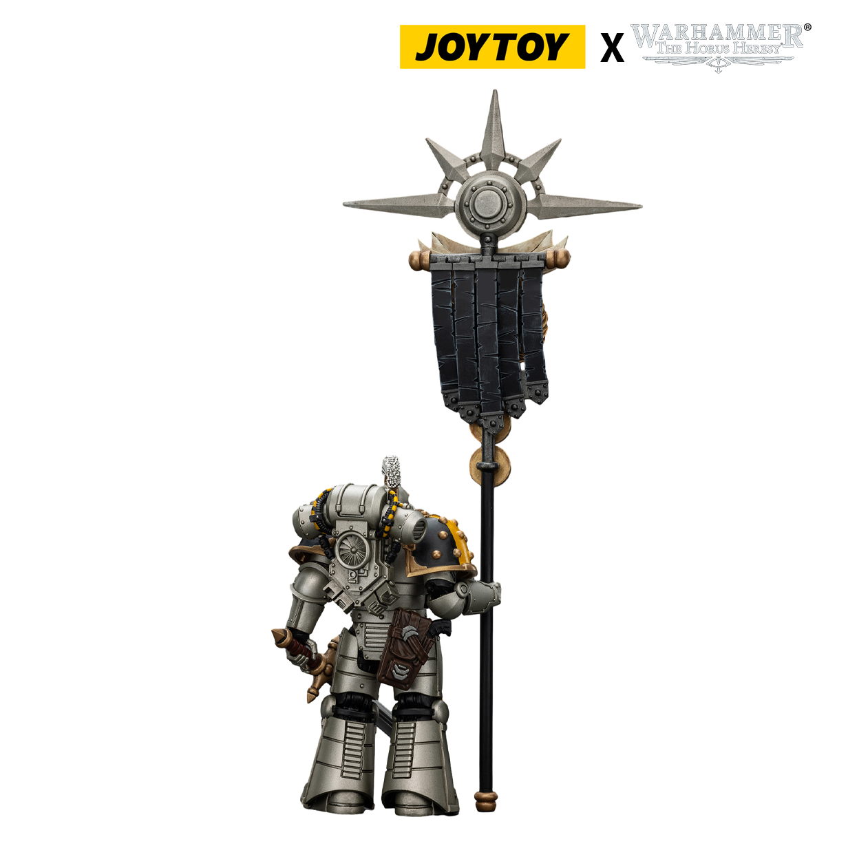 JoyToy Warhammer The Horus Heresy Action Figure - Iron Warriors, Command Squad Chosen with Legion Standard (1/18 Scale) Preorder