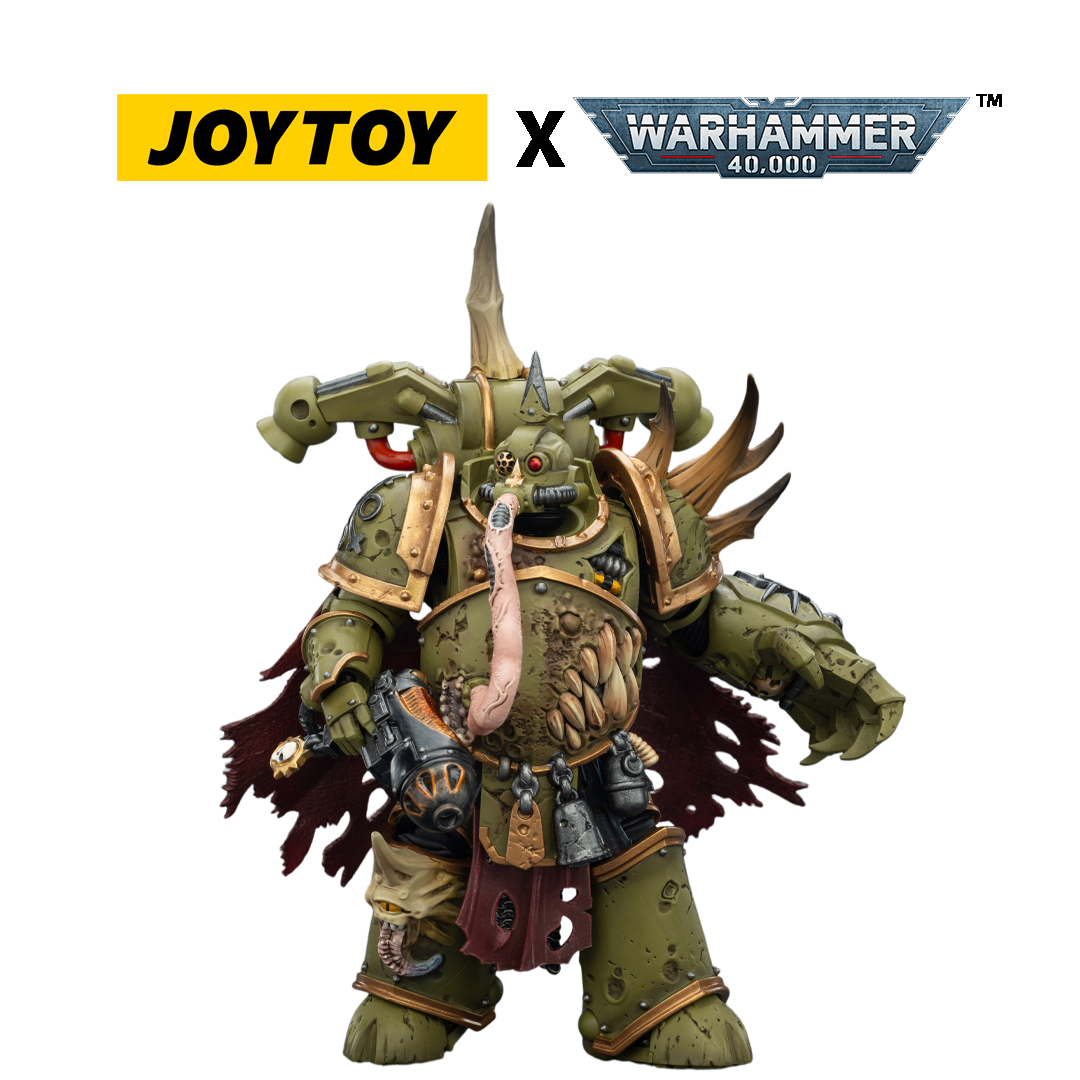 JOYTOY Warhammer 40,000 Action Figure - Death Guard, Plague Marine Champion with Plasma Pistol and Power Fist (1/18 Scale)
