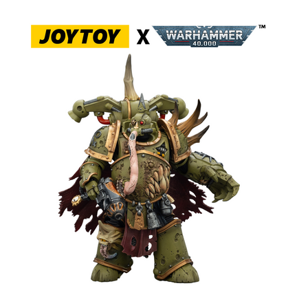 JOYTOY Warhammer 40,000 Action Figure - Death Guard, Plague Marine Champion with Plasma Pistol and Power Fist (1/18 Scale)