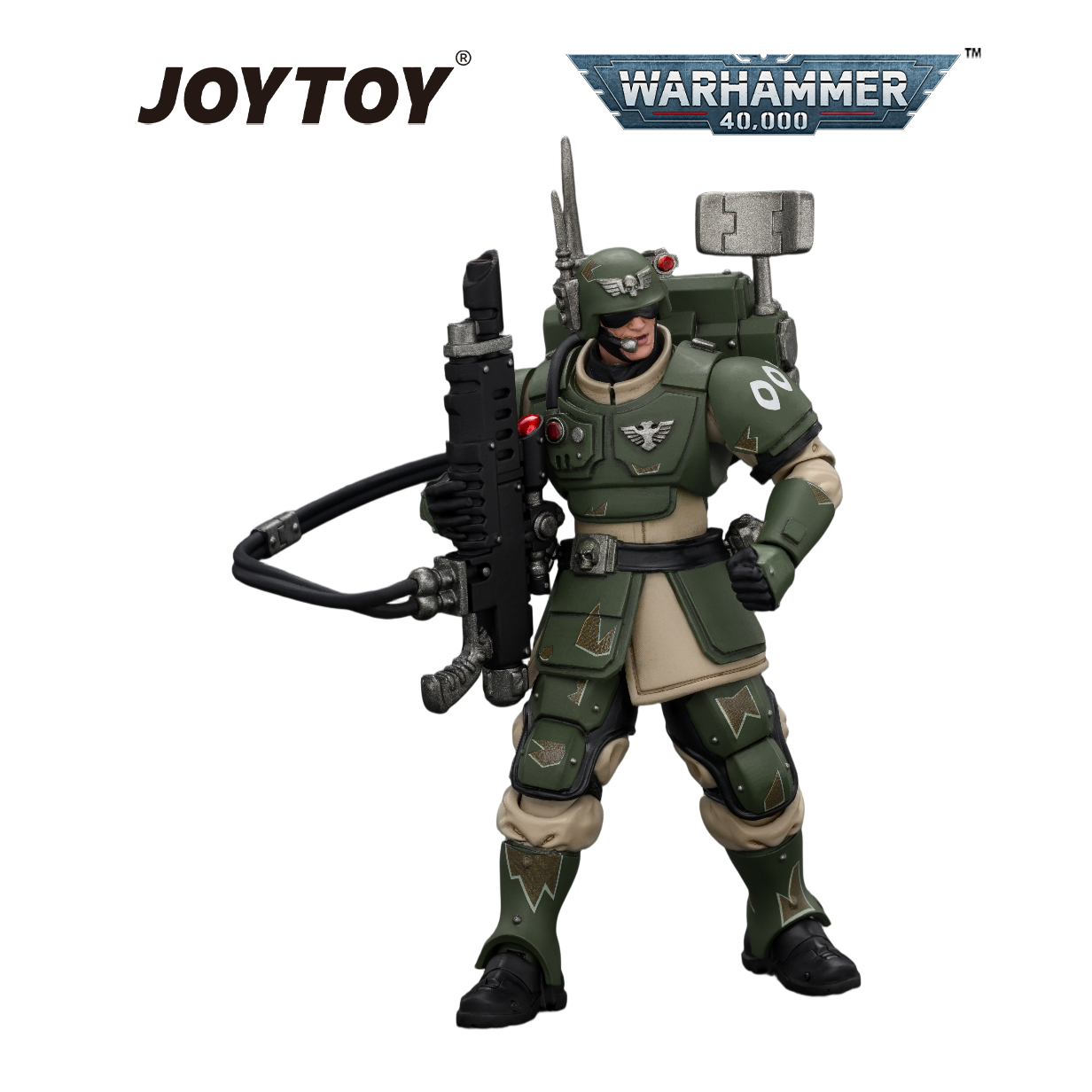 JOYTOY Warhammer 40,000 - Astra Militarum Kasrkin 3 with Hot-shot Lasgun and Vox-caster (1/18 Scale) Preorder