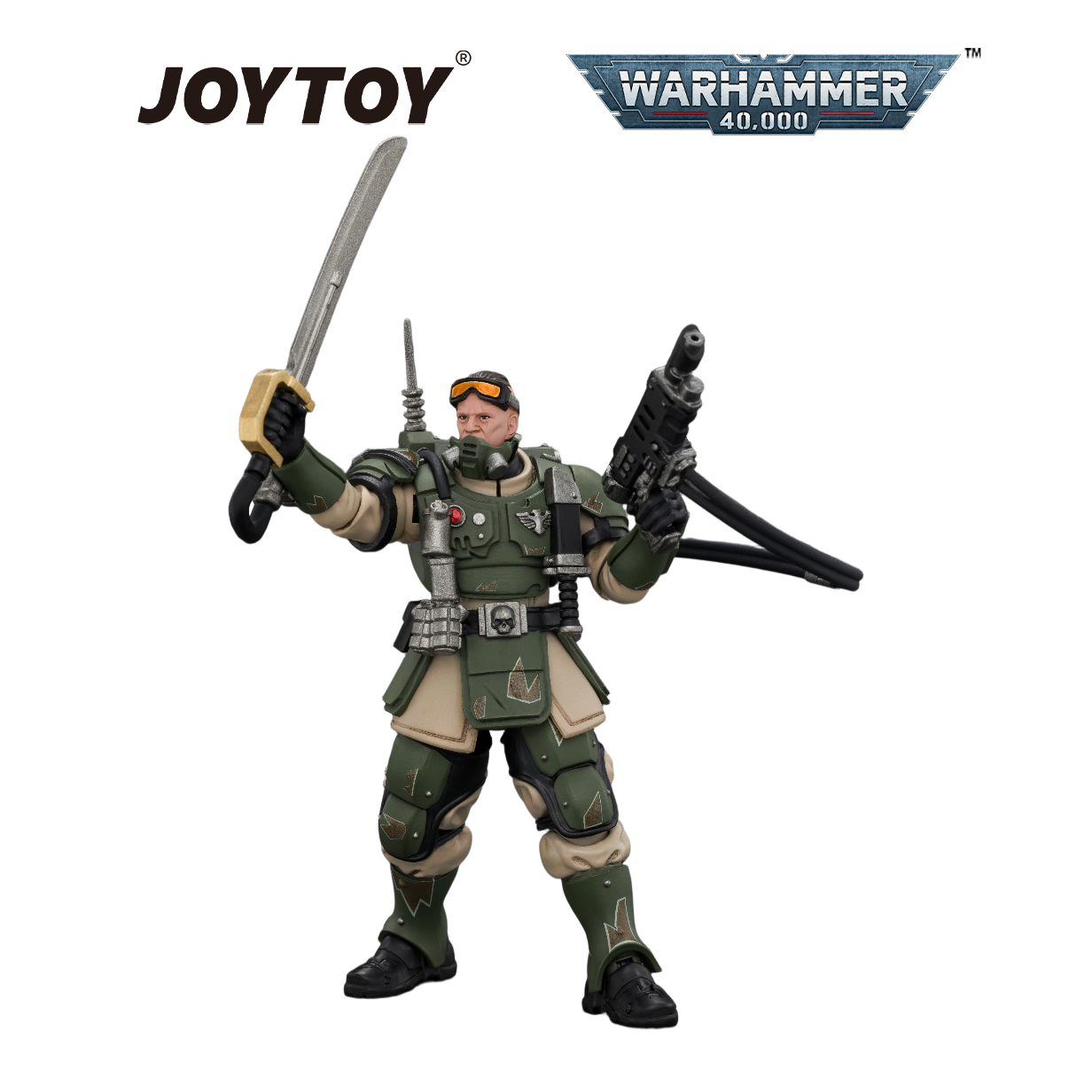 JOYTOY Warhammer 40,000 - Astra Militarum Kasrkin 7 with Hot-shot Laspistol and Power Sword (1/18 Scale) Preorder