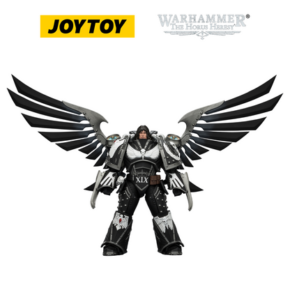 JOYTOY Warhammer The Horus Heresy - Raven Guard Corvus Corax, Primarch of the XIX Legion with Artificer-crafted Lightning Talons, Archaeotech Pistols, and Whip (1/18 Scale) Preorder & Exclusive T Shirt