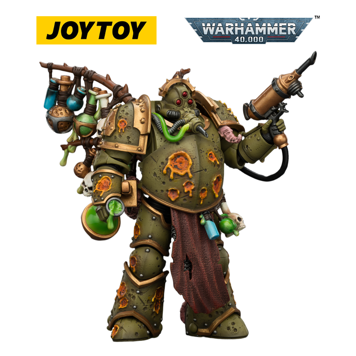 JOYTOY Warhammer 40,000 - Death Guard, Biologus Putrifier with Injector Pistol and Hyper Blight Grenades (1/18 Scale)