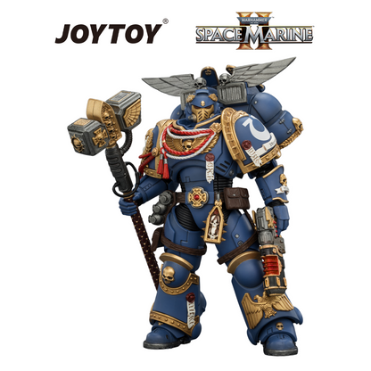 JOYTOY Warhammer 40,000: Space Marine 2 - Game Edition Ultramarines, Assault Intercessor with Jump Pack, Thunderhammer and Neo-volkite Pistol (1/18 Scale) Preorder