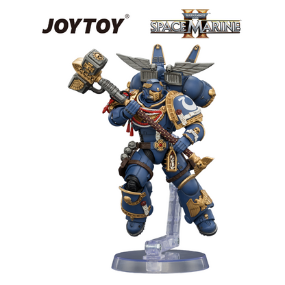 JOYTOY Warhammer 40,000: Space Marine 2 - Game Edition Ultramarines, Assault Intercessor with Jump Pack, Thunderhammer and Neo-volkite Pistol (1/18 Scale) Preorder