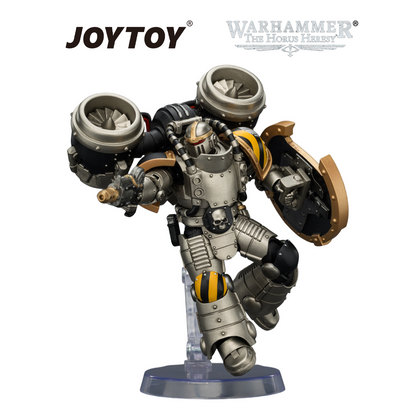 JOYTOY Warhammer The Horus Heresy - Iron Warriors, MkII Assault Sergeant with Disintegrator Pistol, Power Maul & Combat Shield (1/18 Scale) Preorder