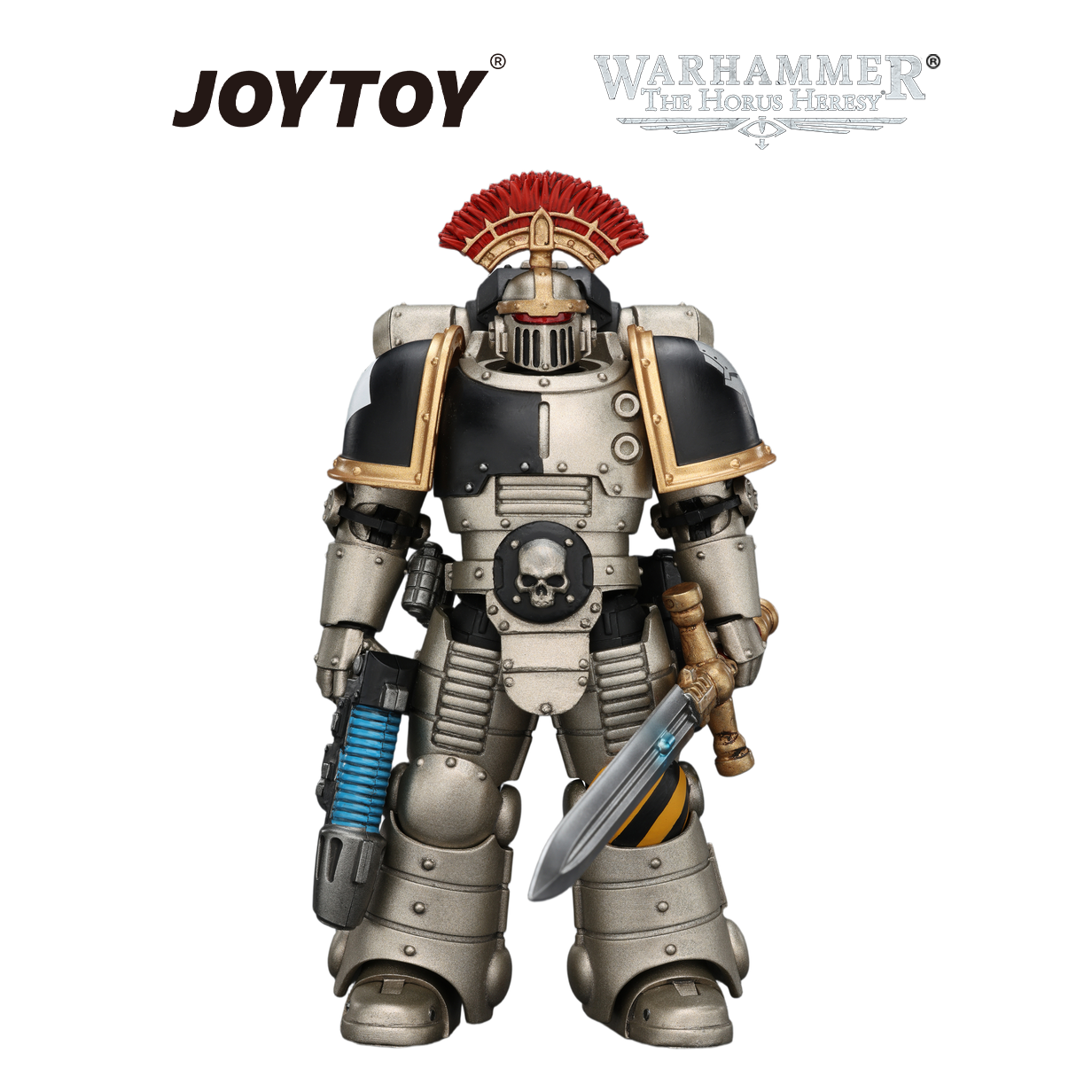 JOYTOY Warhammer The Horus Heresy - Iron Warriors, MkII Tactical Sergeant with Power Sword, Bolt Pistol and Plasma Pistol (1/18 Scale) Preorder