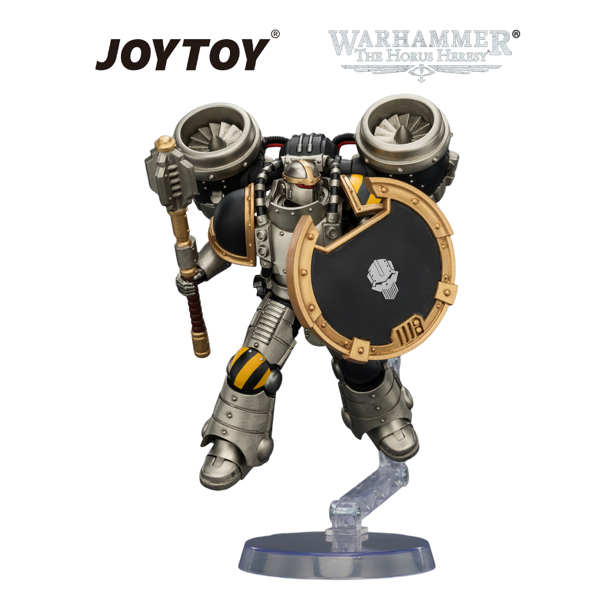 JOYTOY Warhammer The Horus Heresy - Iron Warriors, MkII Assault Sergeant with Disintegrator Pistol, Power Maul & Combat Shield (1/18 Scale) Preorder