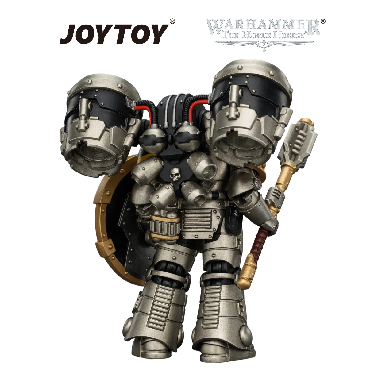 JOYTOY Warhammer The Horus Heresy - Iron Warriors, MkII Assault Sergeant with Disintegrator Pistol, Power Maul & Combat Shield (1/18 Scale) Preorder