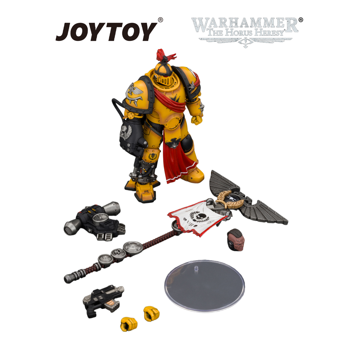 JOYTOY Warhammer The Horus Heresy - Imperial Fists Herald Consul with Icon of Allegiance, Bolt Pistol and Power Fist (1/18 Scale) Preorder