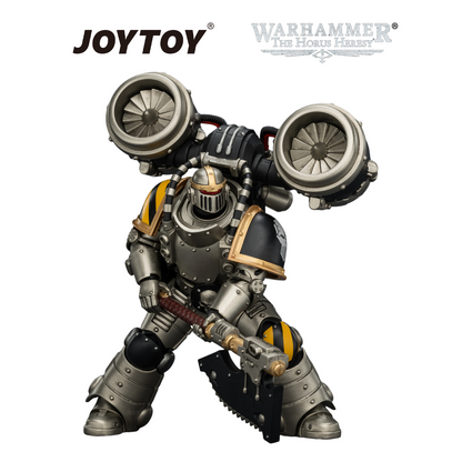 JOYTOY Warhammer The Horus Heresy - Iron Warriors, MkII Assault Legionary 1 with Bolt Pistol, Chain Axe & Combat Shield (1/18 Scale) Preorder