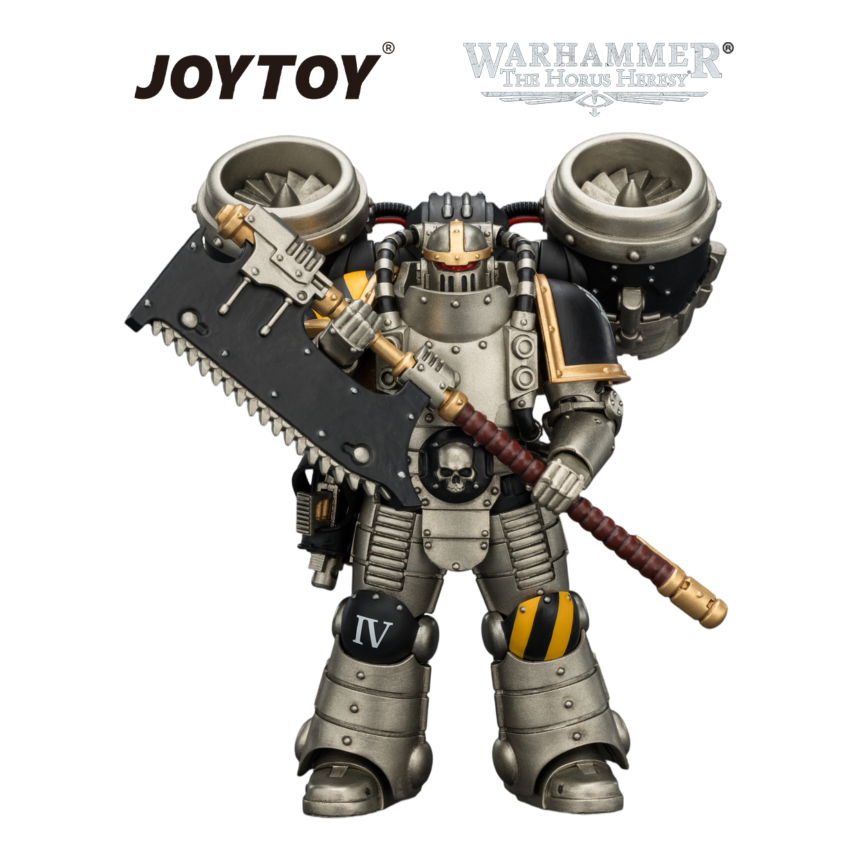 JOYTOY Warhammer The Horus Heresy - Iron Warriors, MkII Assault Legionary 2 with Bolt Pistol & Heavy Chain Axe (1/18 Scale) Preorder