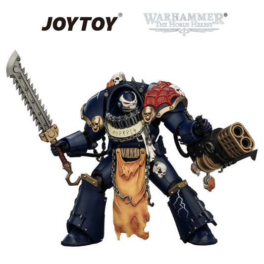 JOYTOY Warhammer The Horus Heresy - Night Lords, Contekar Terminator 2 with Chainblade & Heavy Flamer (1/18 Scale) Preorder