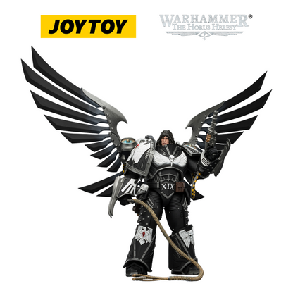 JOYTOY Warhammer The Horus Heresy - Raven Guard Corvus Corax, Primarch of the XIX Legion with Artificer-crafted Lightning Talons, Archaeotech Pistols, and Whip (1/18 Scale) Preorder & Exclusive T Shirt