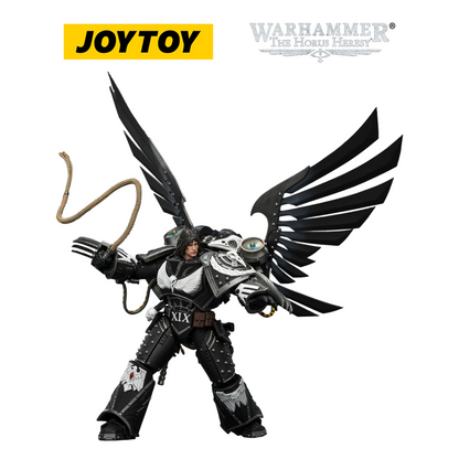 JOYTOY Warhammer The Horus Heresy - Raven Guard Corvus Corax, Primarch of the XIX Legion with Artificer-crafted Lightning Talons, Archaeotech Pistols, and Whip (1/18 Scale) Preorder & Exclusive T Shirt