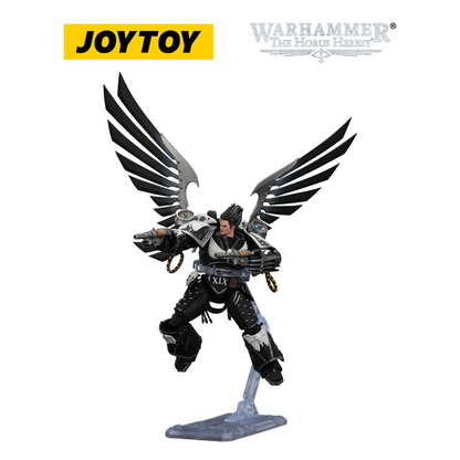 JOYTOY Warhammer The Horus Heresy - Raven Guard Corvus Corax, Primarch of the XIX Legion with Artificer-crafted Lightning Talons, Archaeotech Pistols, and Whip (1/18 Scale) Preorder & Exclusive T Shirt