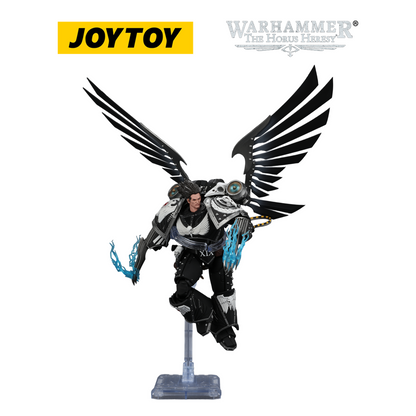 JOYTOY Warhammer The Horus Heresy - Raven Guard Corvus Corax, Primarch of the XIX Legion with Artificer-crafted Lightning Talons, Archaeotech Pistols, and Whip (1/18 Scale) Preorder & Exclusive T Shirt