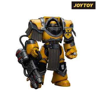 JoyToy Warhammer The Horus Heresy Action Figure - Imperial Fists, Legion Cataphractii Terminator with Heavy Flamer (1/18 Scale)