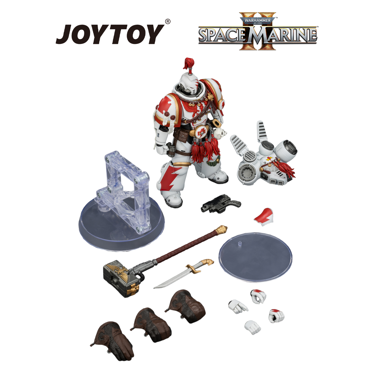 JOYTOY Warhammer 40,000: Space Marine 2 - Game Edition White Scars, Assault Intercessor Champion with Thunder Hammer and Bolt Pistol  (1/18 Scale) Preorder