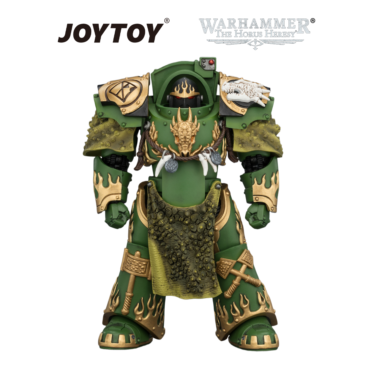 JOYTOY Warhammer The Horus Heresy - Salamanders, Firedrake Terminator 1 with Thunder Hammer and Dragonscale Storm Shield (1/18 Scale) Preorder