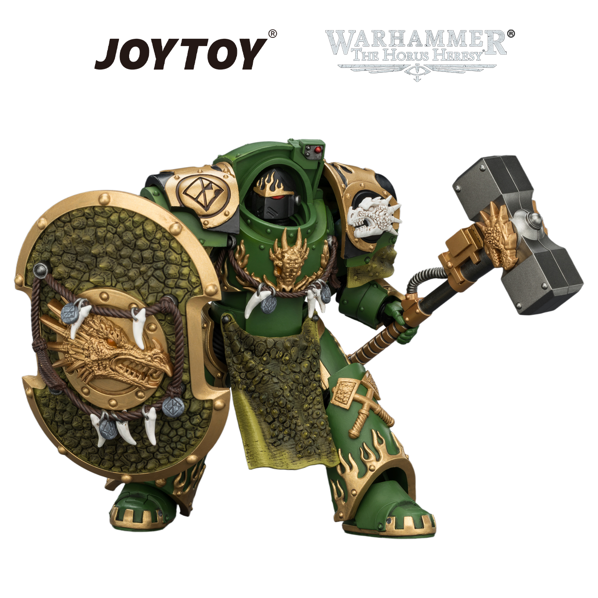 JOYTOY Warhammer The Horus Heresy - Salamanders, Firedrake Terminator 1 with Thunder Hammer and Dragonscale Storm Shield (1/18 Scale) Preorder