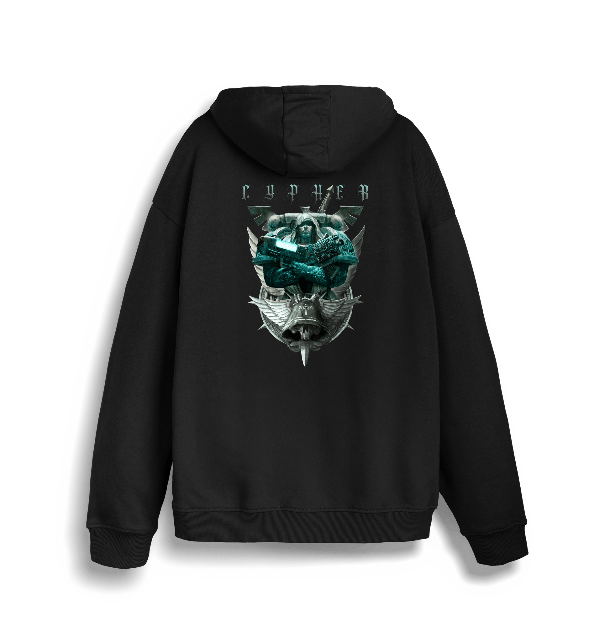 Black Printed Sweater Back