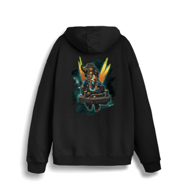 Black Printed Sweater Back